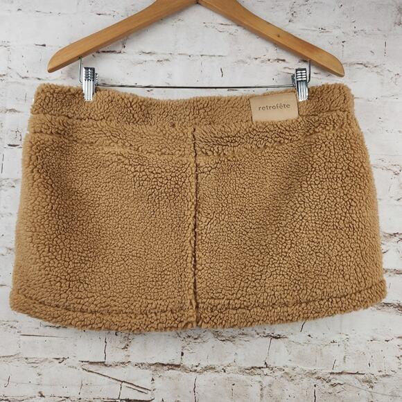 Retrofete Amelio Teddy Mini Skirt Brown Size Large NWT - Picture 6 of 11